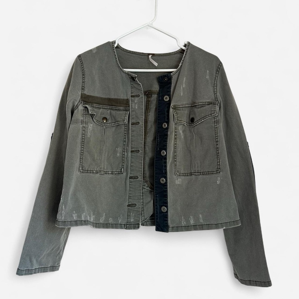 Free People Distressed Cropped Jacket